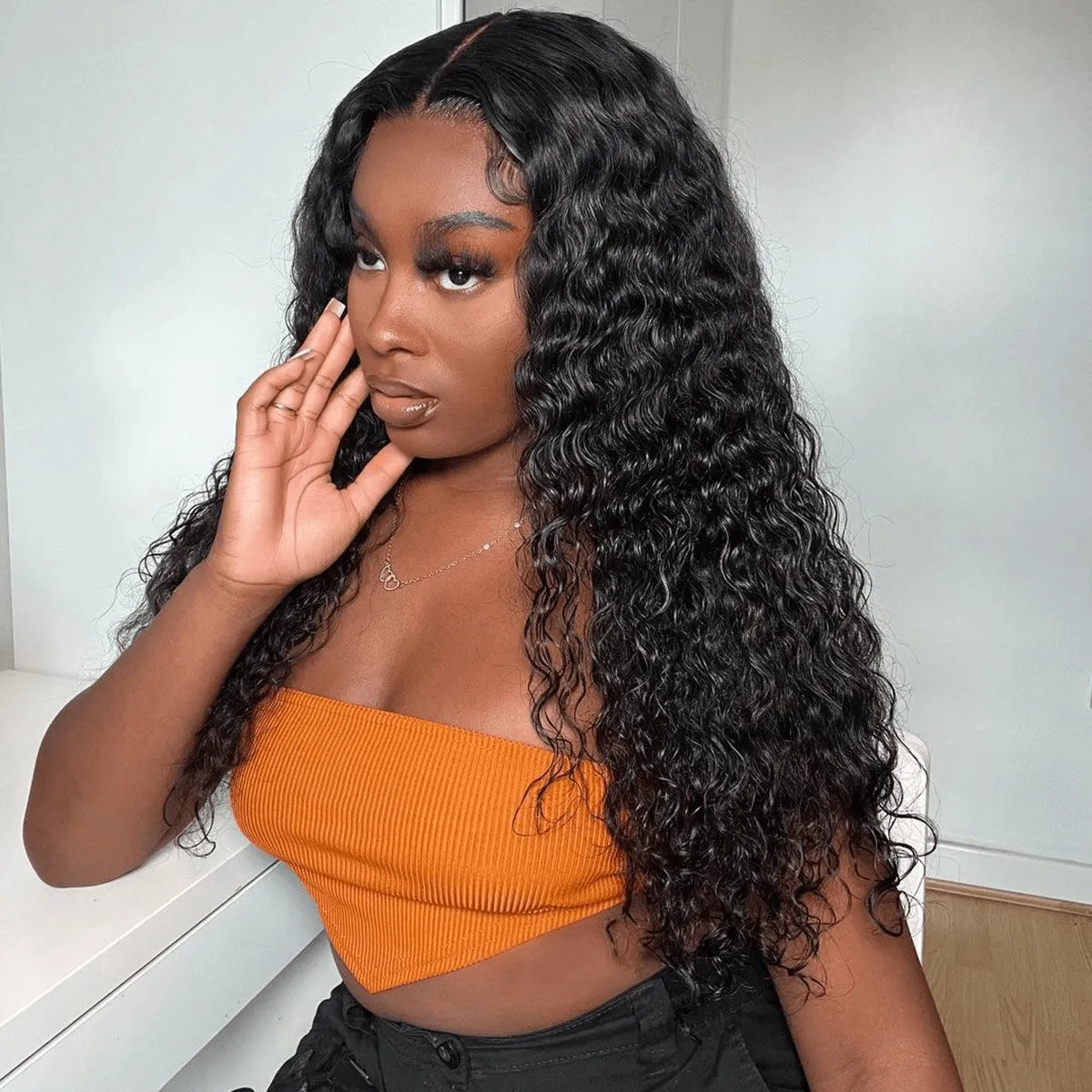 Tuneful 13x4 Undetectable HD Lace Full Frontal Wigs Human Hair 5x5 HD Lace Closure Deep Wave Wigs
