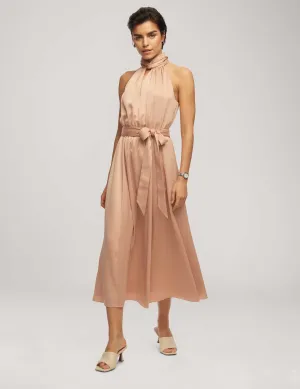 Twist Neck Halter Midi With Sash- Clearance