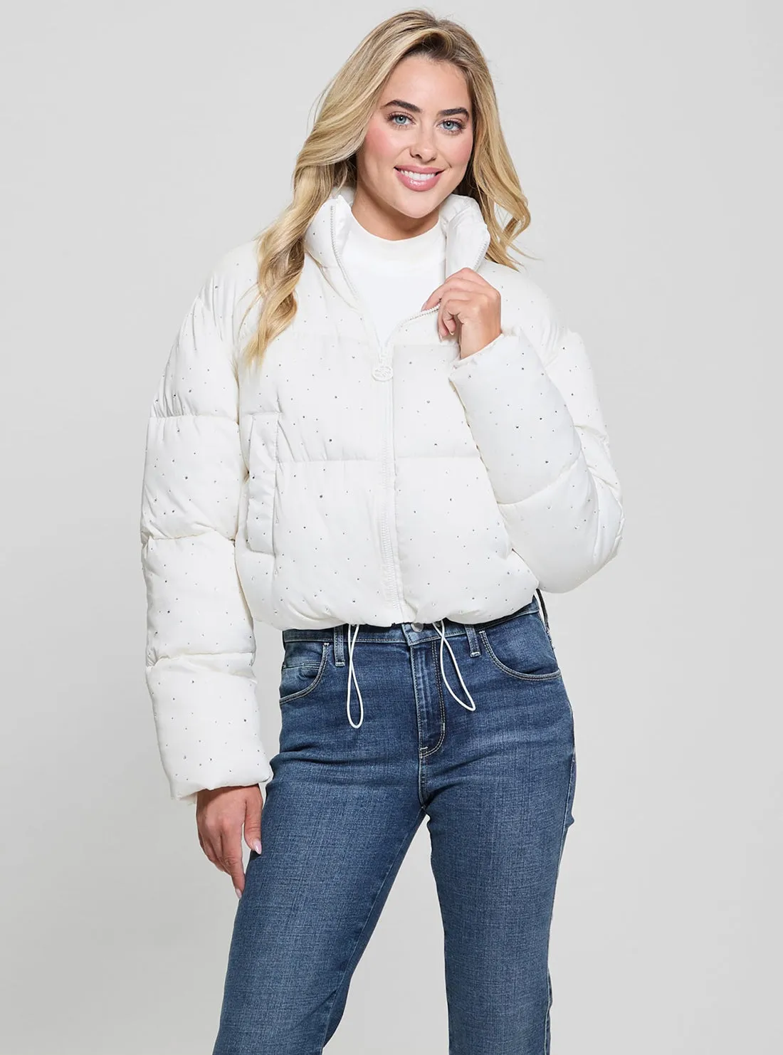 White Antonia Strass Puffer Jacket