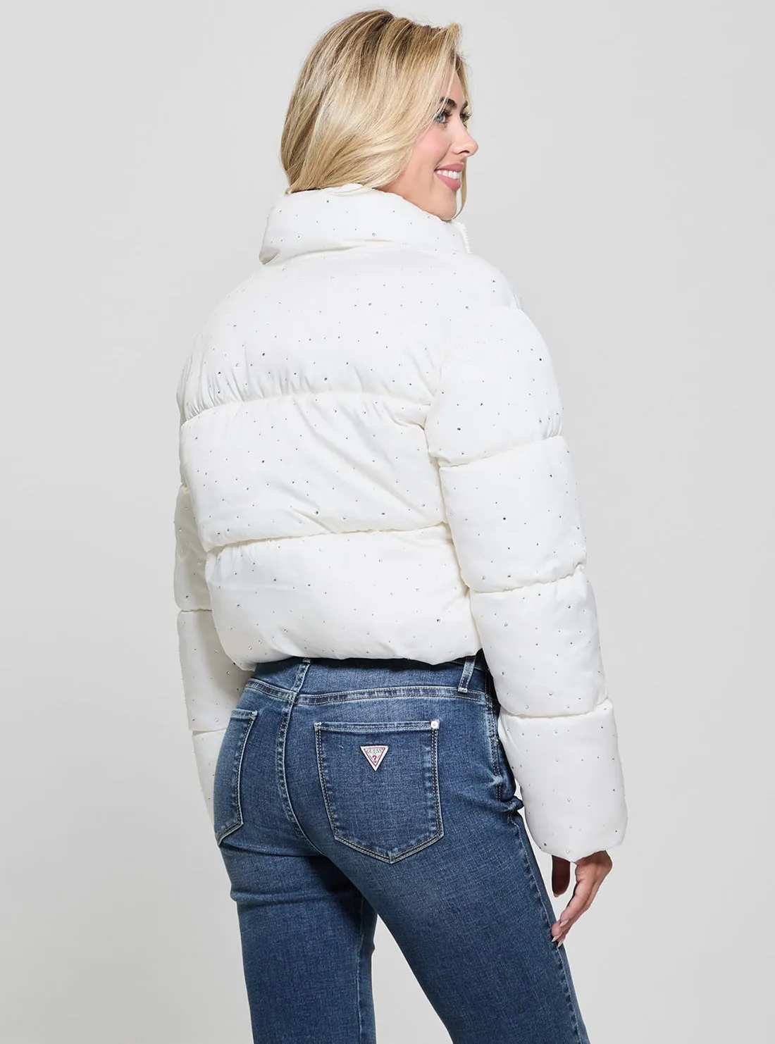 White Antonia Strass Puffer Jacket