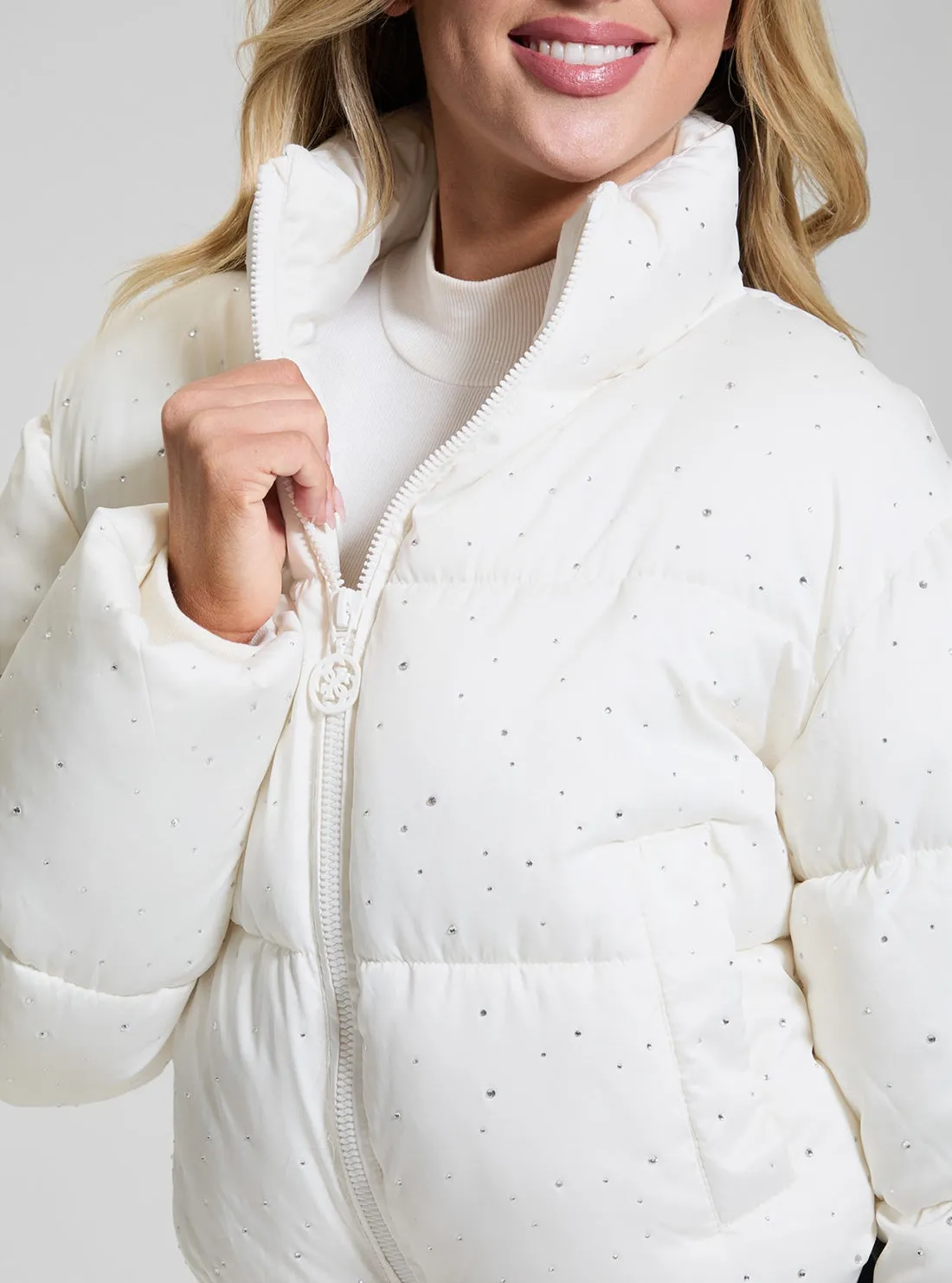 White Antonia Strass Puffer Jacket
