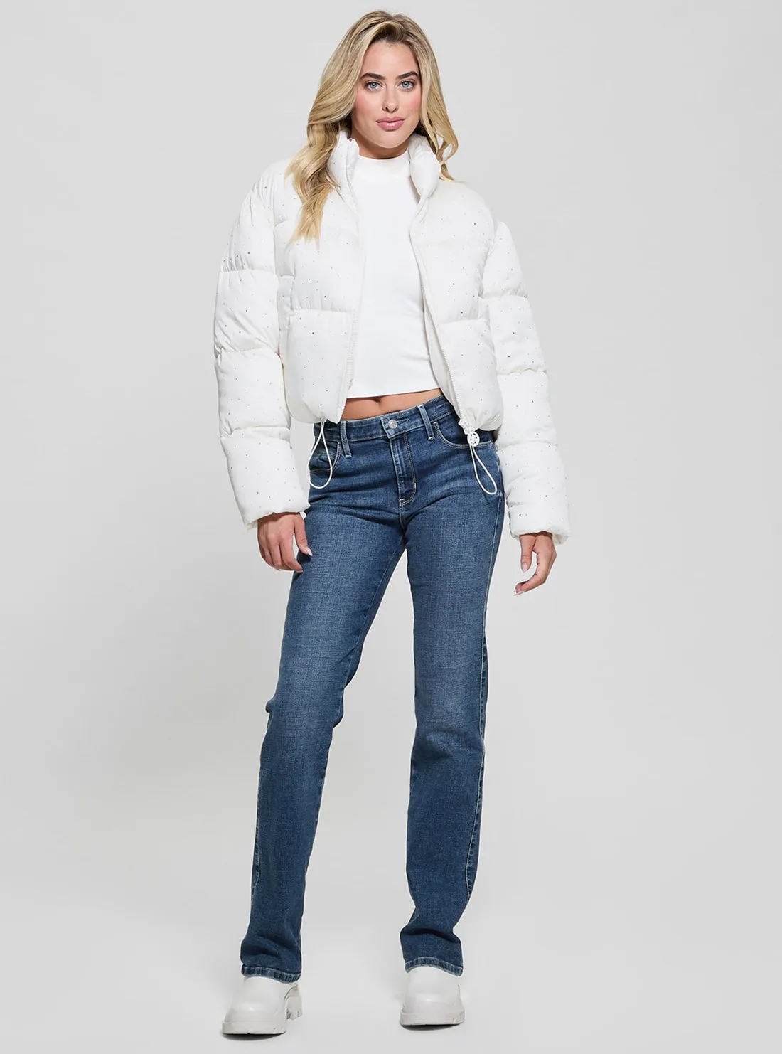 White Antonia Strass Puffer Jacket