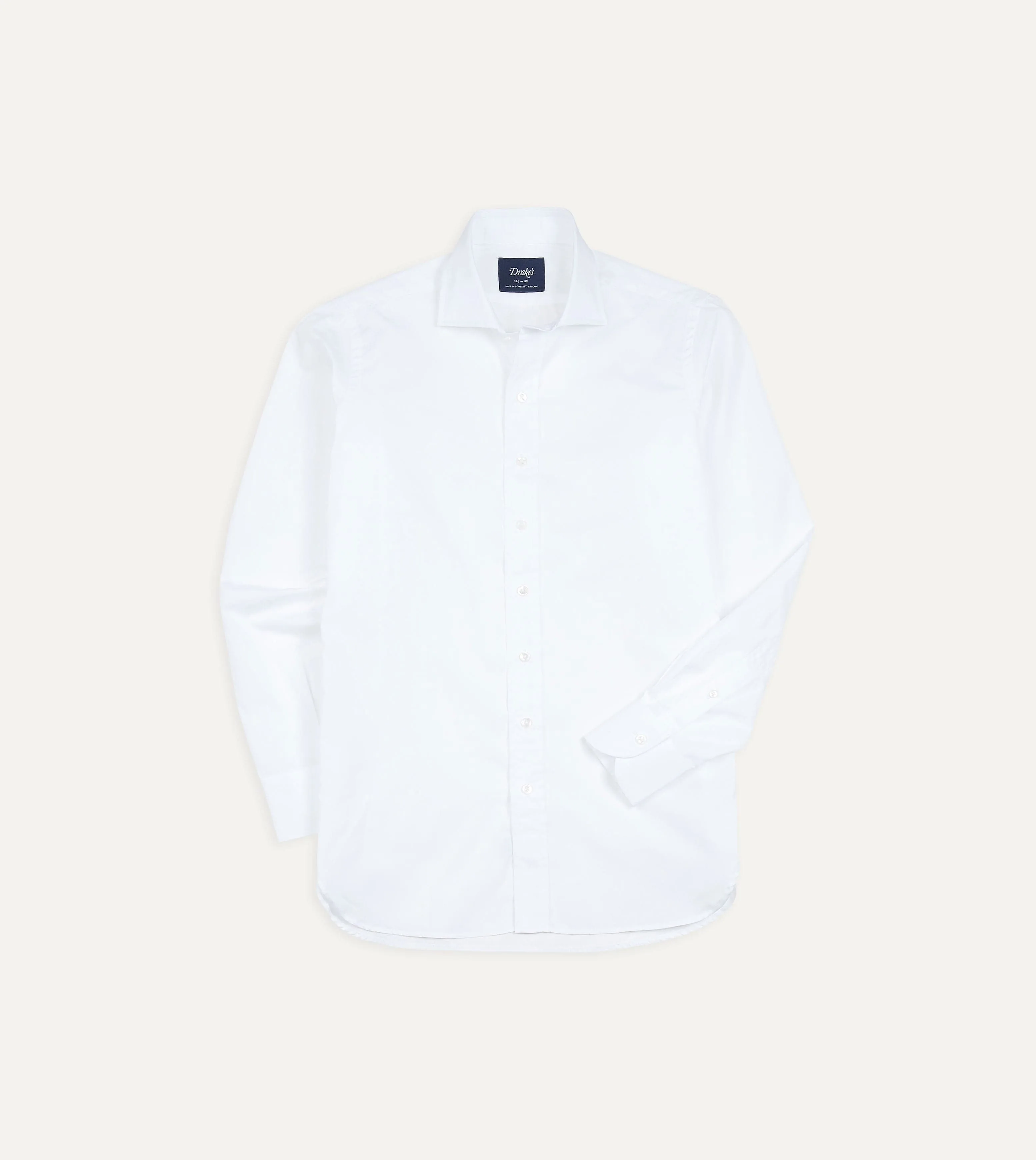 White Cotton Spread Collar Poplin Shirt