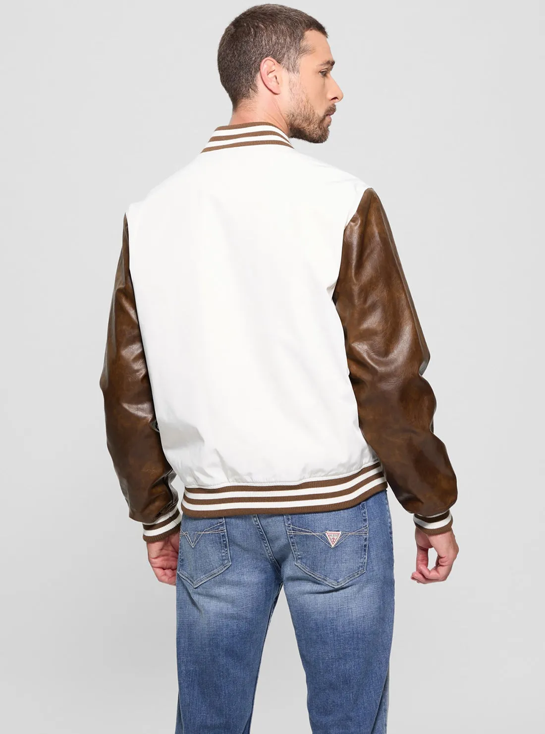 White Varsity Bomber Jacket