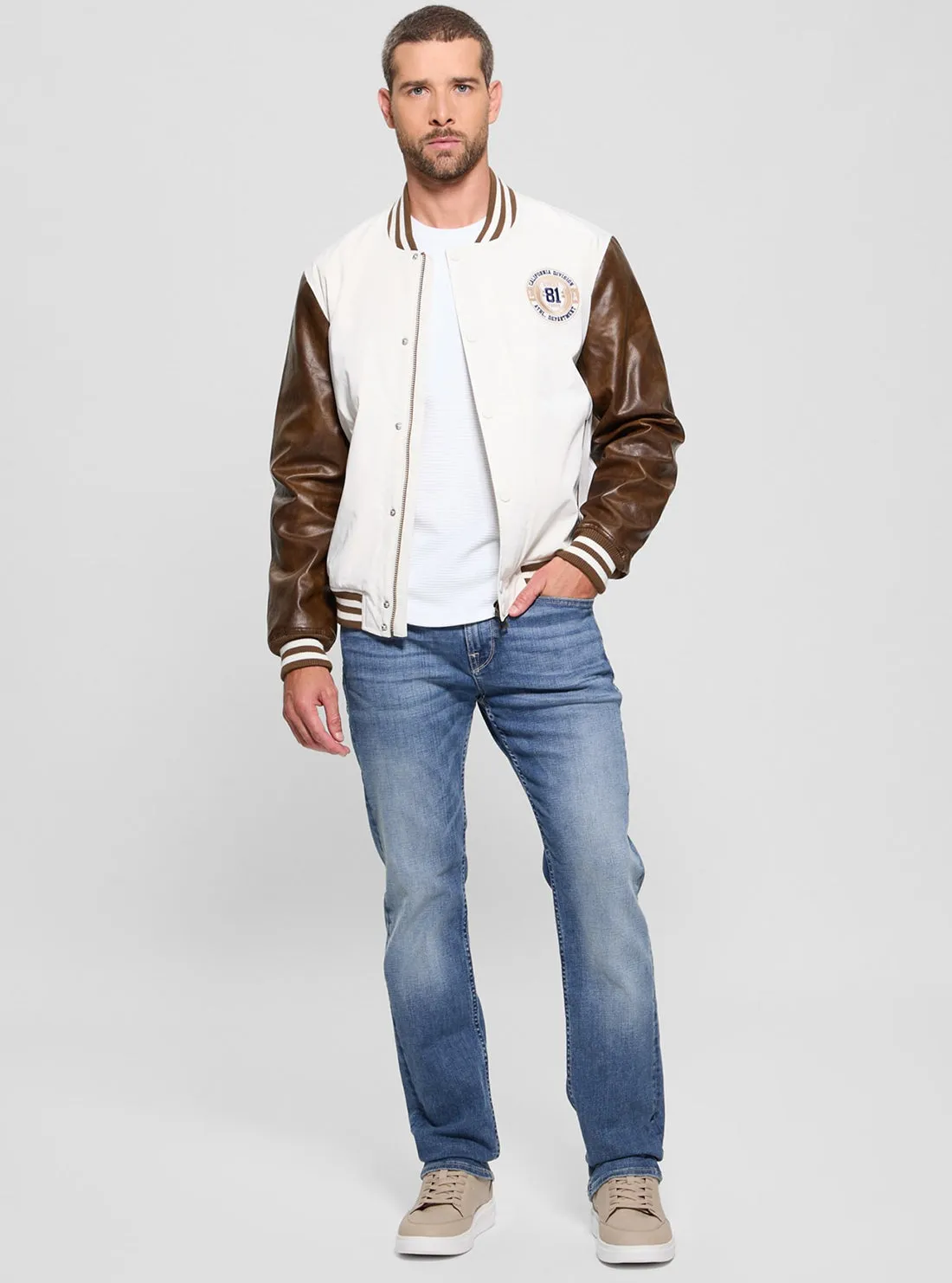 White Varsity Bomber Jacket