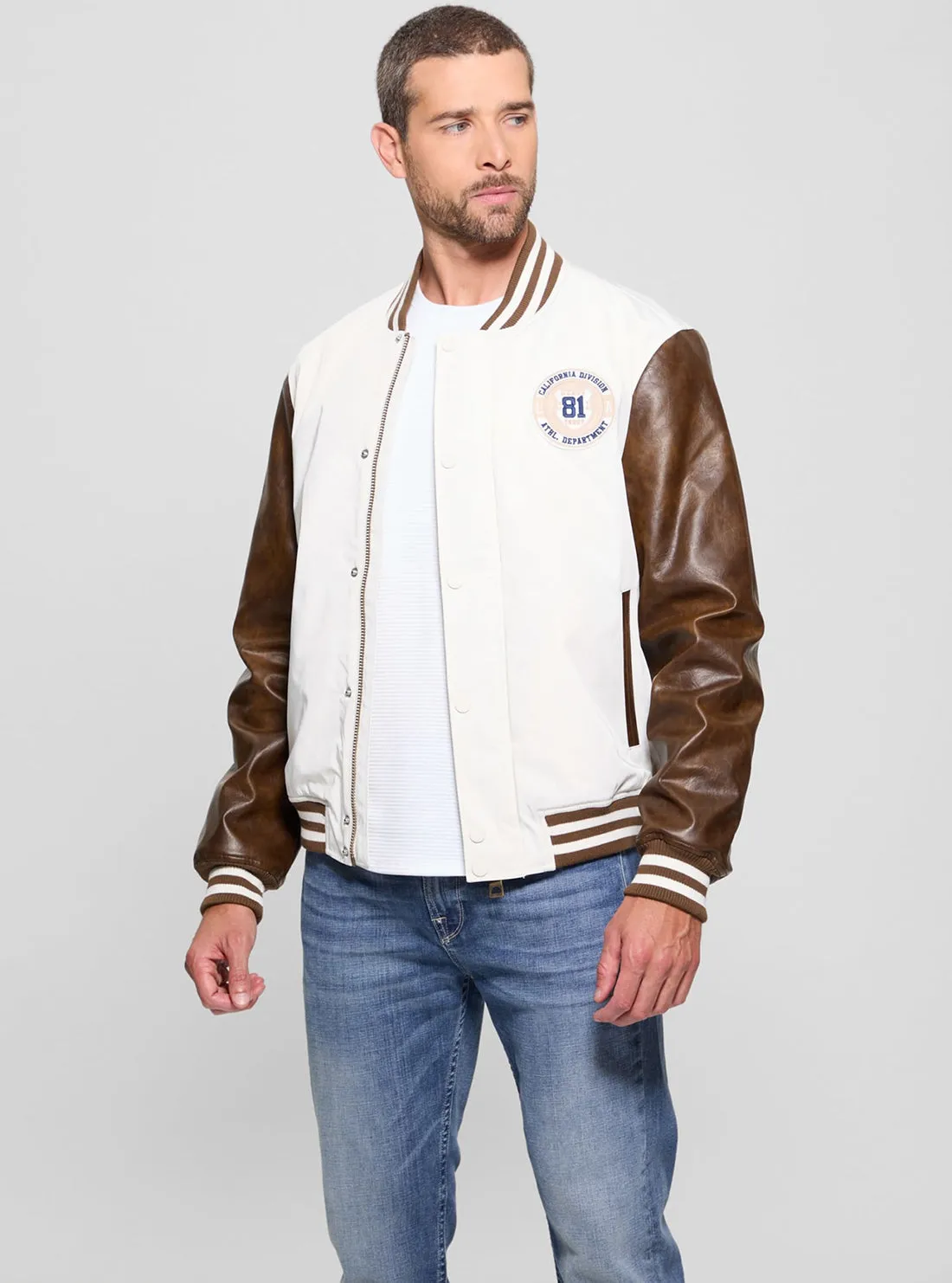 White Varsity Bomber Jacket