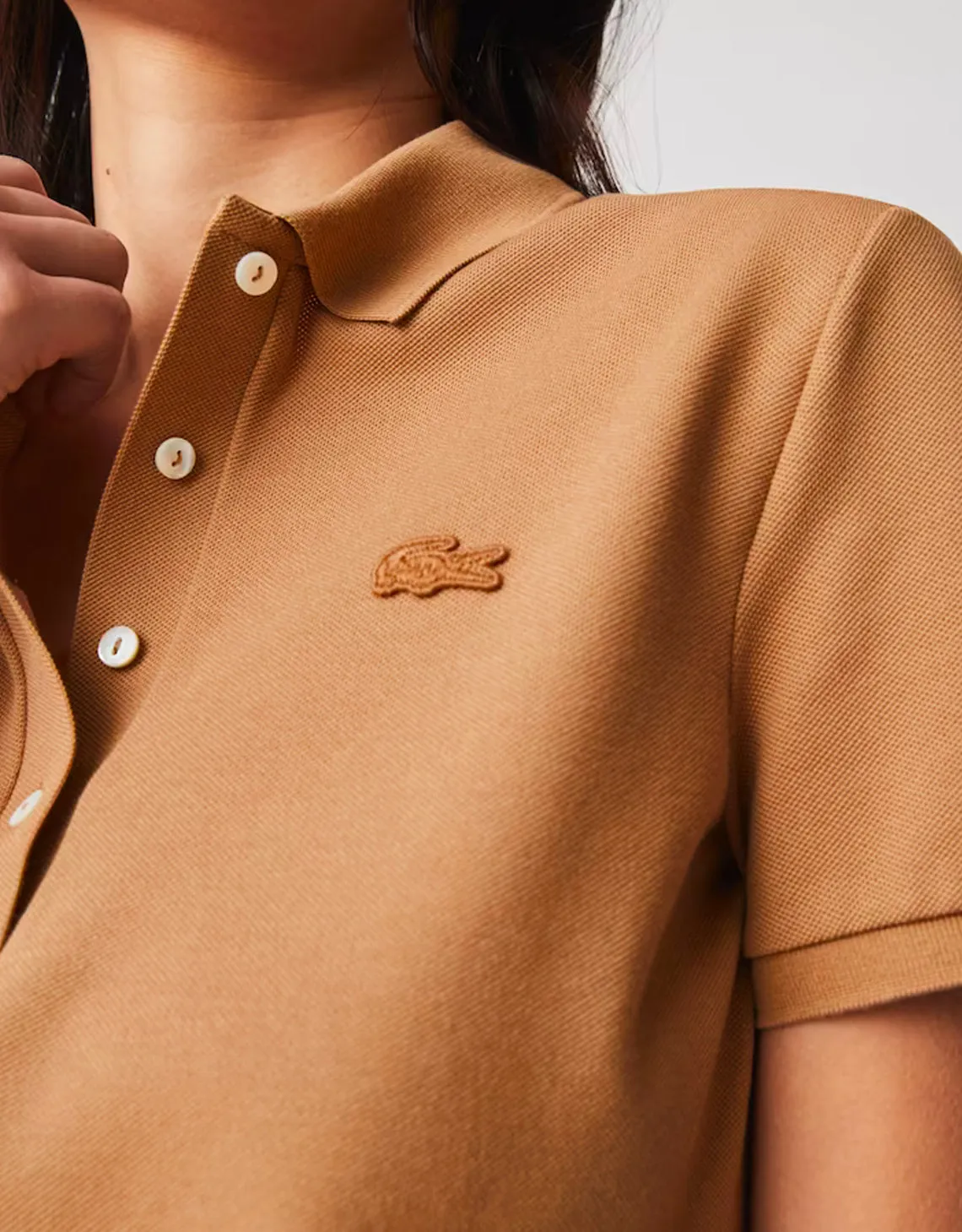 Women's Slim Fit Stretch Cotton Piqué Polo Beige